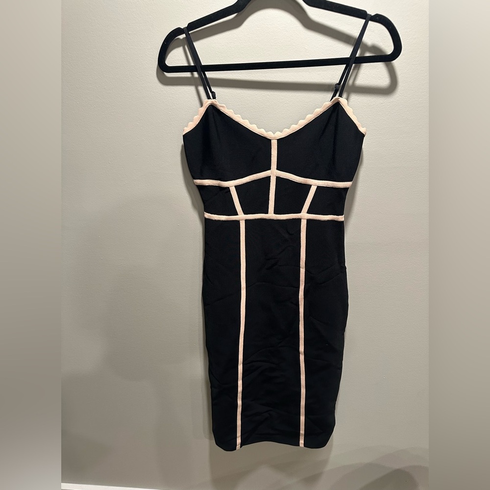 BCBGMaxAzria Black Dress with Cream Trim